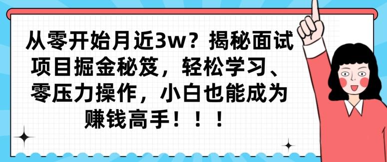 从零开始月近3w？揭秘面试项目掘金秘笈，轻松学习、零压力操作，小白也能成为赚钱高手-跃知万川