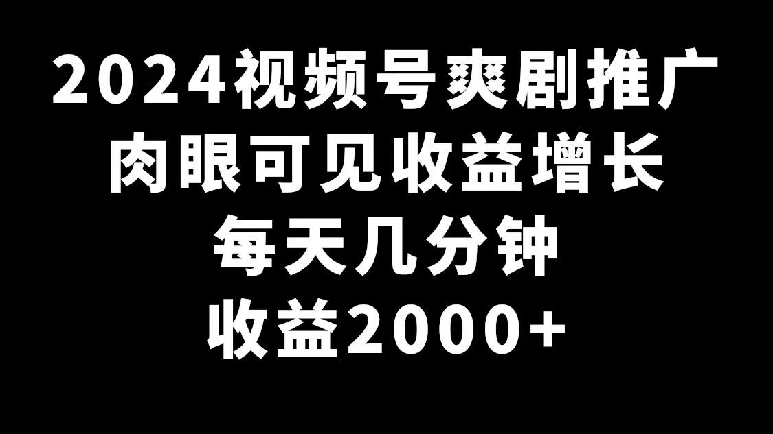 2024视频号爽剧推广，肉眼可见的收益增长，每天几分钟收益2000+-跃知万川