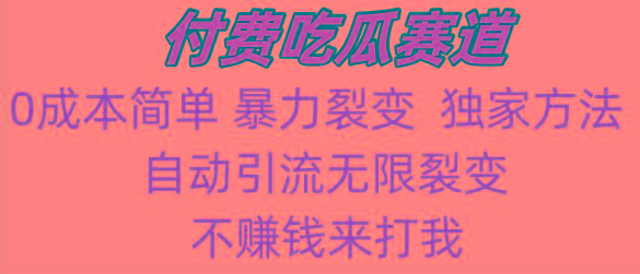 吃瓜付费赛道，暴力无限裂变，0成本，实测日入700+！！！-跃知万川