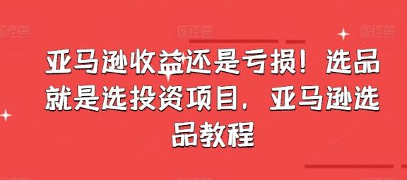 亚马逊收益还是亏损！选品就是选投资项目，亚马逊选品教程-跃知万川