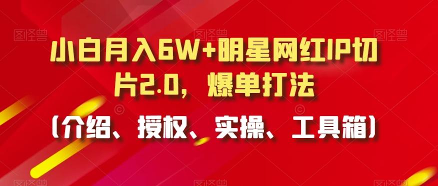 小白月入6W+明星网红IP切片2.0，爆单打法(介绍、授权、实操、工具箱)【揭秘】-跃知万川