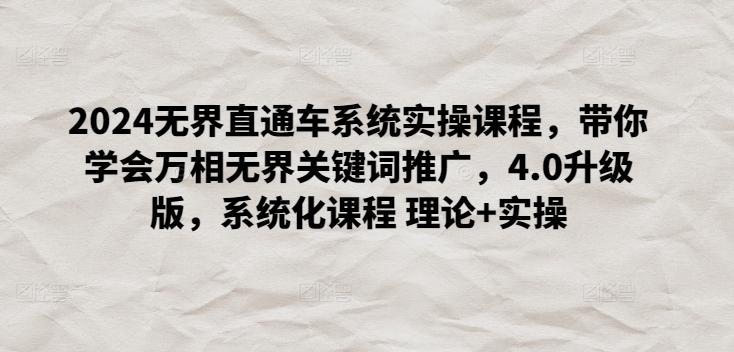 2024无界直通车系统实操课程，带你学会万相无界关键词推广，4.0升级版，系统化课程 理论+实操-跃知万川