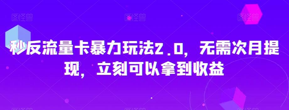 秒反流量卡暴力玩法2.0，无需次月提现，立刻可以拿到收益【揭秘】-跃知万川