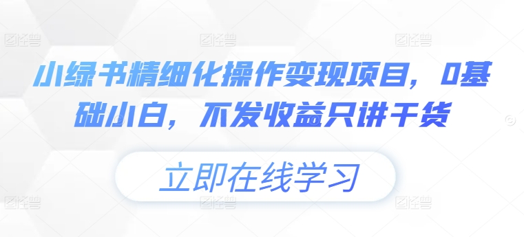 小绿书精细化操作变现项目，0基础小白，不发收益只讲干货-跃知万川