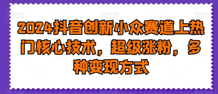 2024抖音创新小众赛道上热门核心技术，超级涨粉，多种变现方式【揭秘】-跃知万川