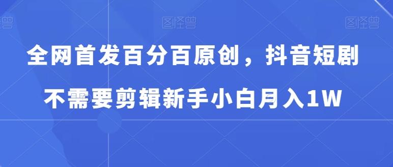 全网首发百分百原创，抖音短剧不需要剪辑新手小白月入1W-跃知万川