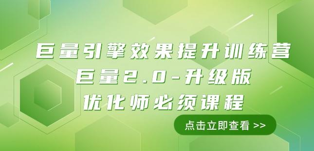 巨量引擎·效果提升训练营：巨量2.0-升级版，优化师必须课程（111节课）-跃知万川