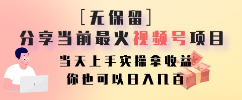 无保留分享当前最火视频号项目，当天上手实操拿收益，你也可以日入几百-跃知万川