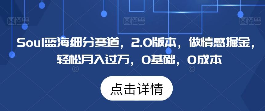 Soul蓝海细分赛道，2.0版本，做情感掘金，轻松月入过万，0基础，0成本-跃知万川