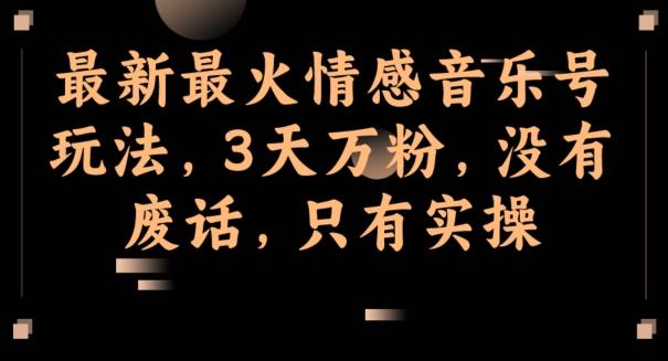 最新最火情感音乐号玩法，3天万粉，没有废话，只有实操-跃知万川
