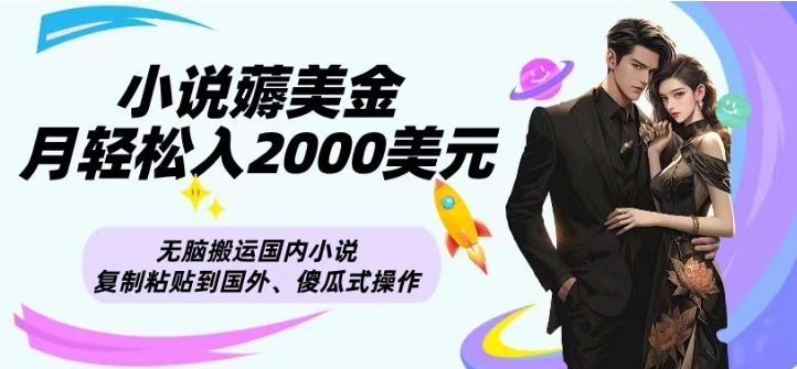 小说薅美金月轻松入2000美元项目、无脑搬运国内小说复制粘贴到国外、傻瓜式操作-跃知万川