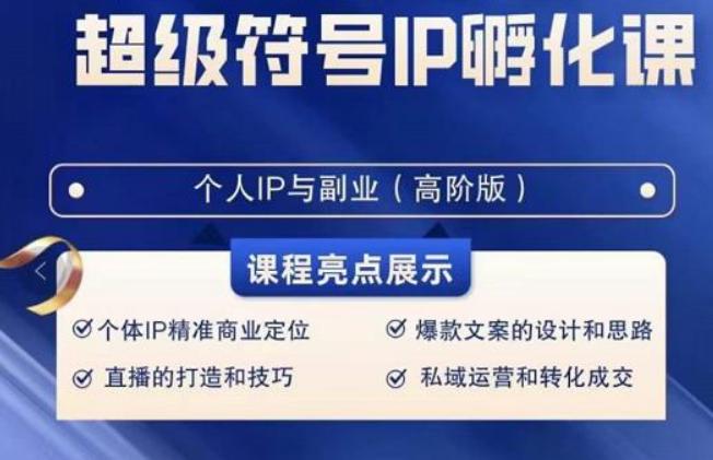 超级符号IP孵化高阶课，建立流量思维底层逻辑，打造属于自己IP（51节课）-跃知万川