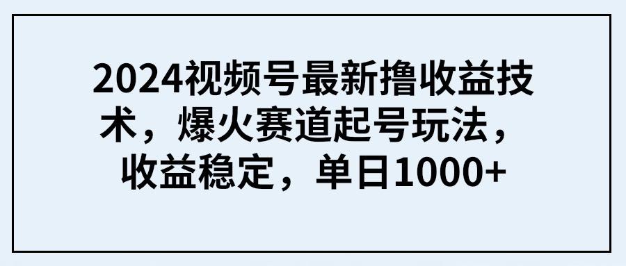 (9651期) 2024视频号最新撸收益技术，爆火赛道起号玩法，收益稳定，单日1000+-跃知万川