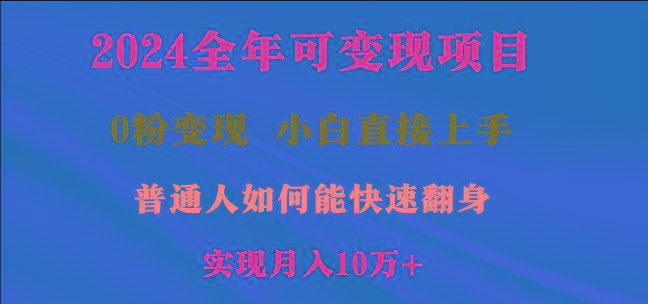2024全年可变现项目，一天收益至少2000+，小白上手快，普通人就要利用互…-跃知万川