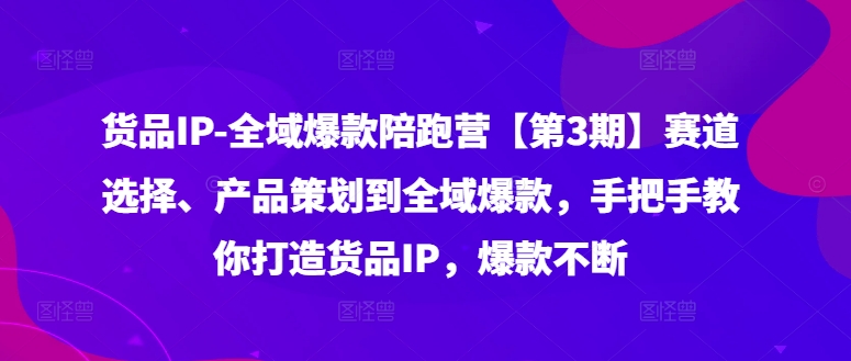 货品IP全域爆款陪跑营【第3期】赛道选择、产品策划到全域爆款，手把手教你打造货品IP，爆款不断-跃知万川