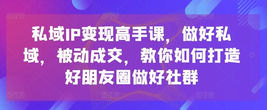 私域IP变现高手课，做好私域，被动成交，教你如何打造好朋友圈做好社群-跃知万川