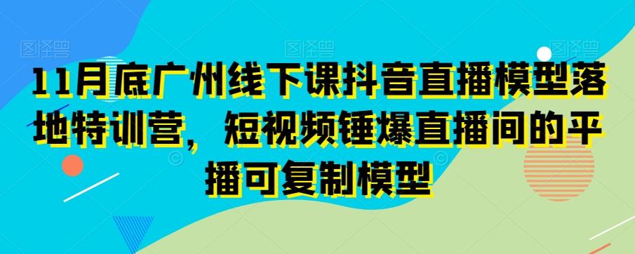 11月底广州线下课抖音直播模型落地特训营，短视频锤爆直播间的平播可复制模型-跃知万川