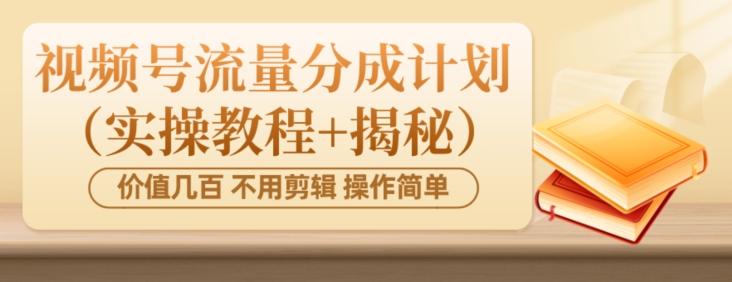 价值几百上千不用剪辑简单操作视频号流量分成计划（实操教程+揭秘）-跃知万川