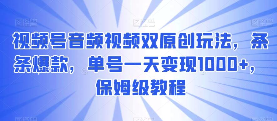 视频号音频视频双原创玩法，条条爆款，单号一天变现1000+，保姆级教程【揭秘】-跃知万川