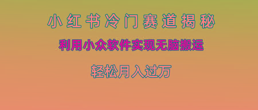 小红书冷门赛道揭秘,利用小众软件实现无脑搬运，轻松月入过万-跃知万川
