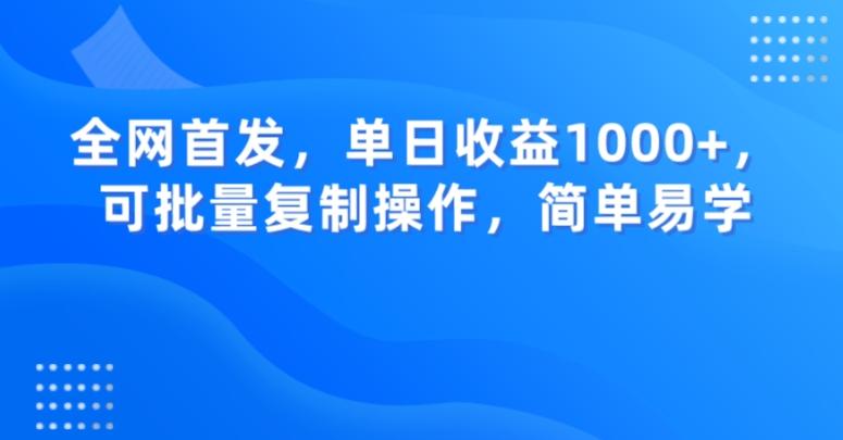 全网首发，单日收益1000+，可批量复制操作，简单易学【揭秘】-跃知万川