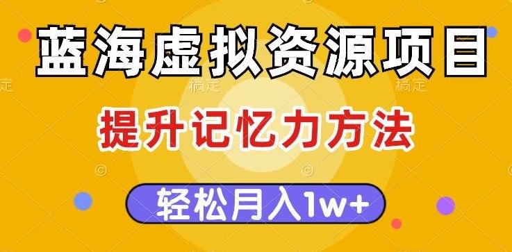 蓝海虚拟资源项目，提升记忆力方法，多种变现方式，轻松月入1w+【揭秘】-跃知万川
