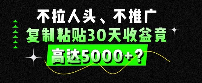 不拉人头、不推广，复制粘贴30天收益竟高达5000+？-跃知万川