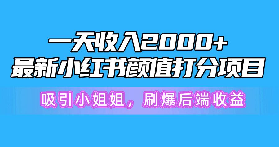 一天收入2000+，最新小红书颜值打分项目，吸引小姐姐，刷爆后端收益-跃知万川