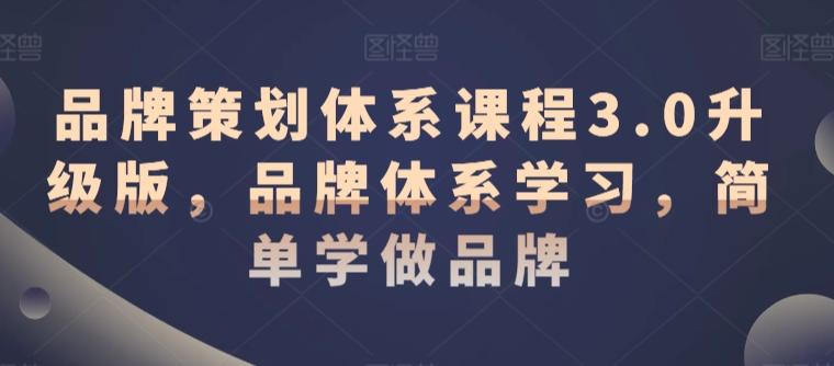 品牌策划体系课程3.0升级版，品牌体系学习，简单学做品牌-跃知万川