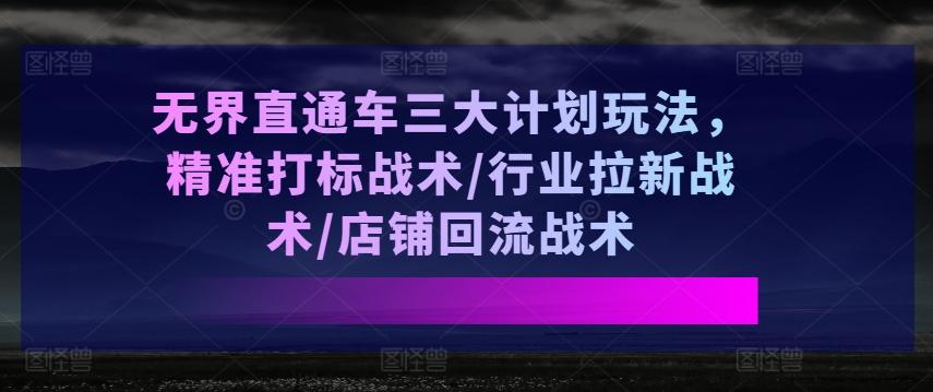 无界直通车三大计划玩法，精准打标战术/行业拉新战术/店铺回流战术-跃知万川