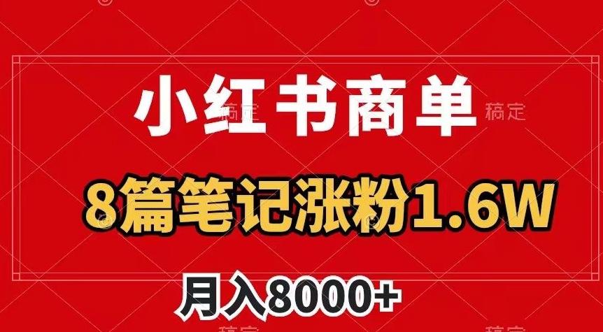 小红书商单最新玩法，8篇笔记涨粉1.6w，作品制作简单，月入8000+【揭秘】-跃知万川