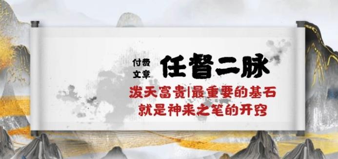 某付费文章《任督 二脉 泼天富贵|最重要的基石 就是神来之笔的开窍|万字》-跃知万川