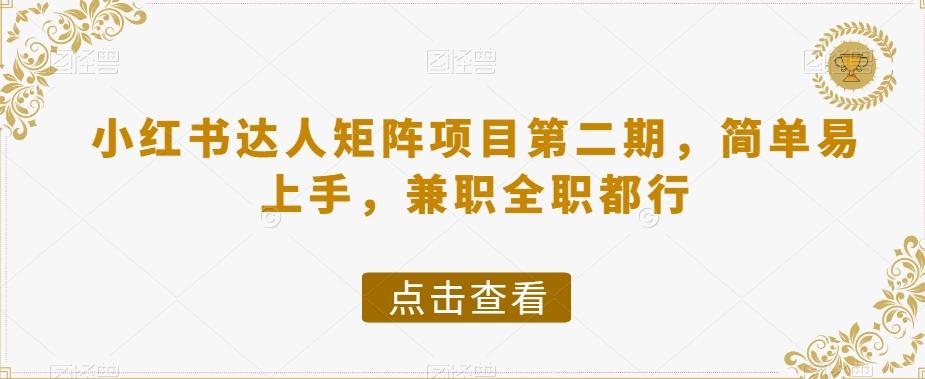 小红书达人矩阵项目第二期，简单易上手，兼职全职都行-跃知万川