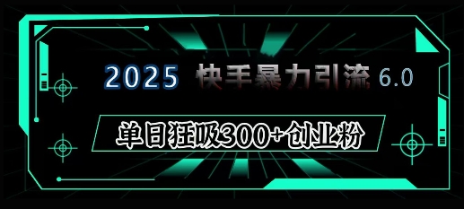 2025年快手6.0保姆级教程震撼来袭，单日狂吸300+精准创业粉-跃知万川