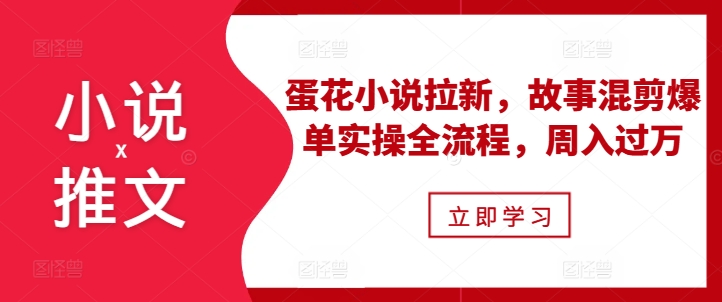 小说推文之蛋花小说拉新，故事混剪爆单实操全流程，周入过万-跃知万川