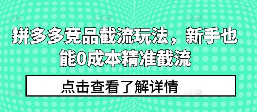 拼多多竞品截流玩法，新手也能0成本精准截流-跃知万川