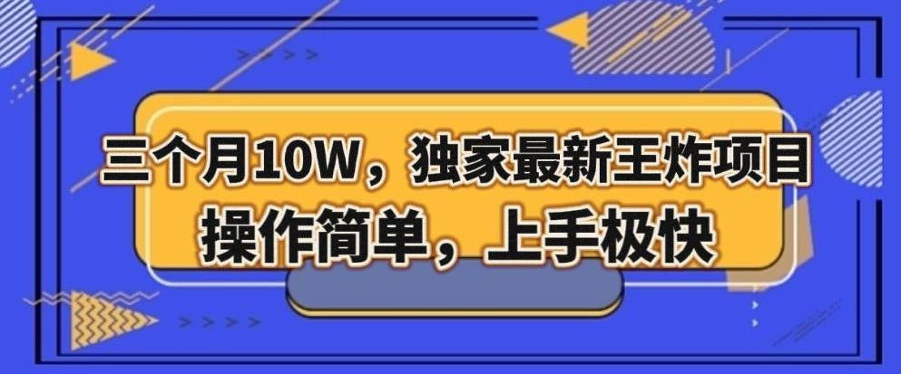 三个月10W，独家最新王炸项目！操作简单，上手极快【揭秘】-跃知万川