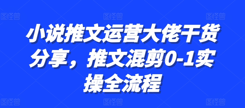 小说推文运营大佬干货分享，推文混剪0-1实操全流程-跃知万川