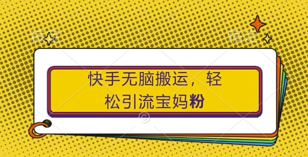 快手无脑搬运，轻松引流宝妈粉，纯小白轻松上手【揭秘】-跃知万川