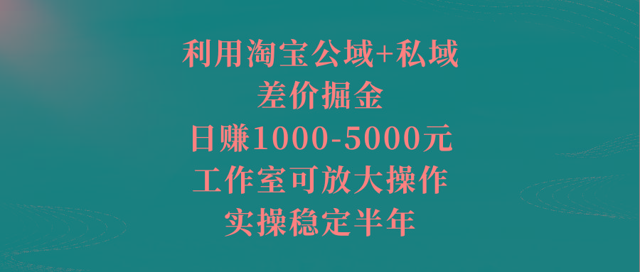 利用淘宝公域+私域差价掘金，日赚1000-5000元，工作室可放大操作，实操…-跃知万川