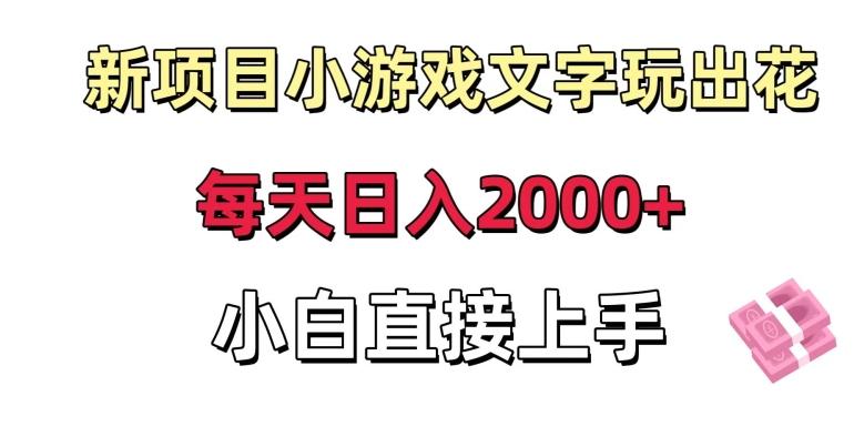 新项目小游戏文字玩出花日入2000+，每天只需一小时，小白直接上手【揭秘】-跃知万川