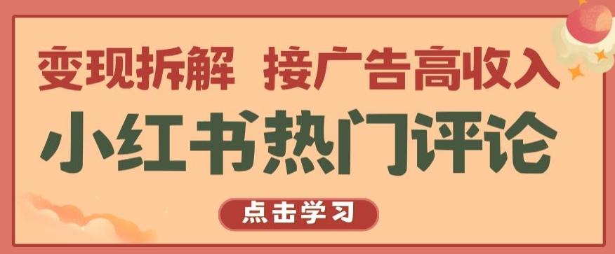 小红书热门评论，变现拆解，接广告高收入【揭秘 】-跃知万川