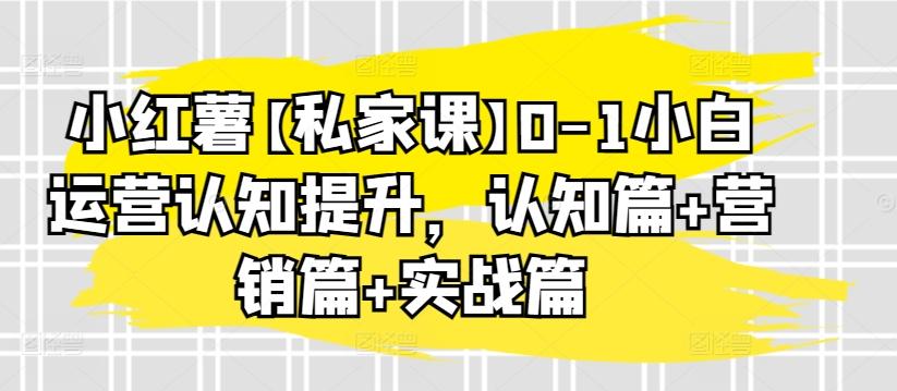 小红薯【私家课】0-1小白运营认知提升，认知篇+营销篇+实战篇-跃知万川
