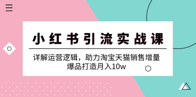 小红书引流实战课：详解运营逻辑，助力淘宝天猫销售增量，爆品打造月入10w-跃知万川
