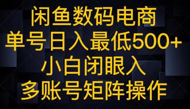 闲鱼数码电商，单号日入最低500+，小白闭眼入，多账号矩阵操作-跃知万川