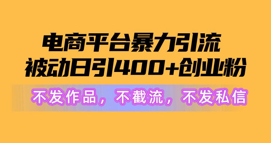 电商平台暴力引流,被动日引400+创业粉不发作品，不截流，不发私信-跃知万川