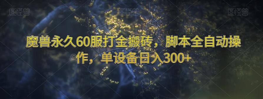 魔兽永久60服打金搬砖，脚本全自动操作，单设备日入300+【揭秘】-跃知万川