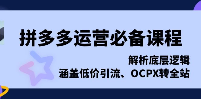 拼多多运营必备课程，解析底层逻辑，涵盖低价引流、OCPX转全站-跃知万川