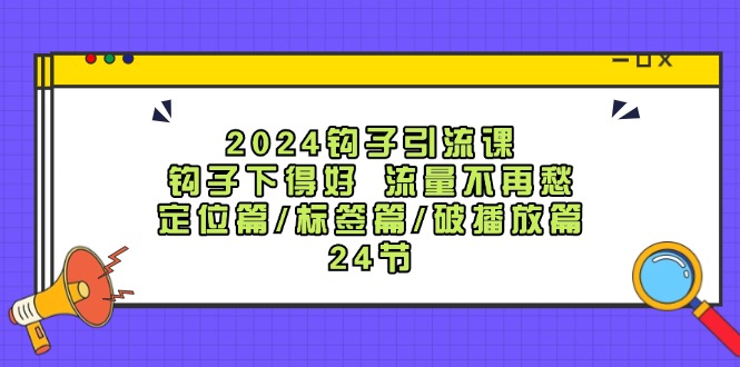 2024钩子引流课：钩子下得好流量不再愁，定位篇/标签篇/破播放篇/24节-跃知万川