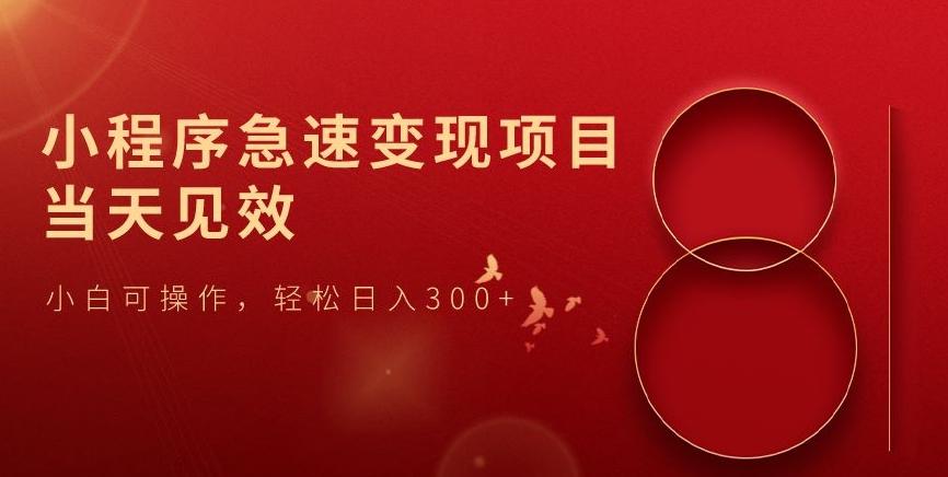 小程序急速变现项目，当天见效，小白可操作，轻松日入300+-跃知万川
